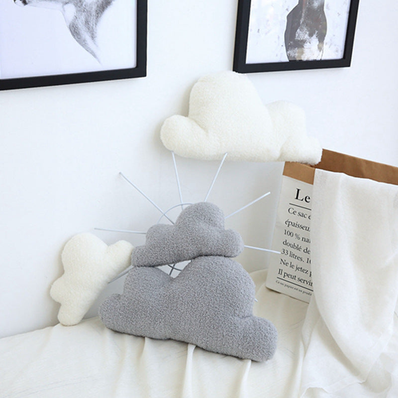 Lovely Gray White Cloud Shaped Pillow Cushion Stuffed Plush Toy Bedding Baby Room Home Decoration Gift Girl Birthday Present