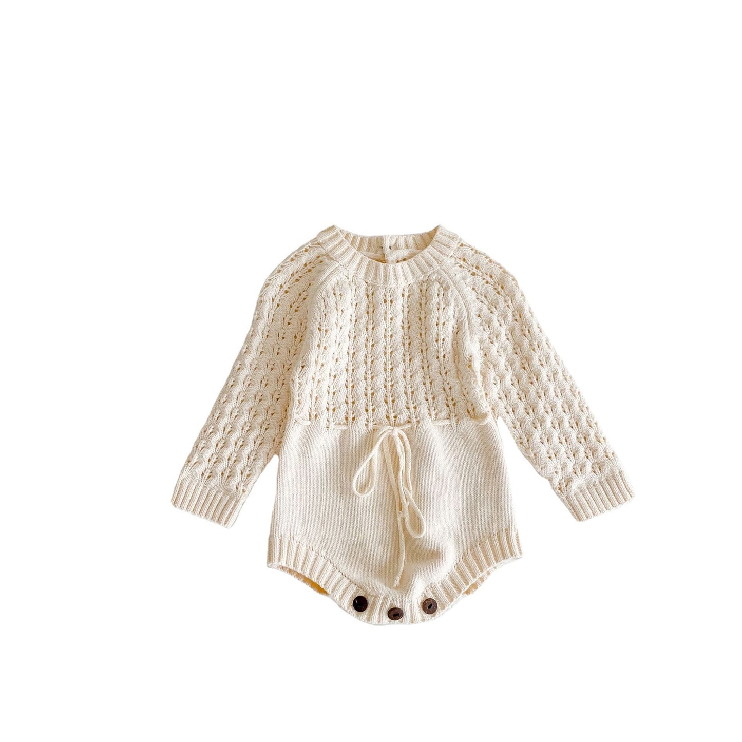 Girl Baby Knitted Hollow Waist Girdle Long Sleeves Harpy Dress Triangle