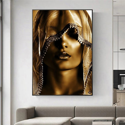 Modern Golden Noble Veil Women Canvas Paintings Nordic Wall Posters and Print Wall Pictures for Living Room Home Cuadros Modular