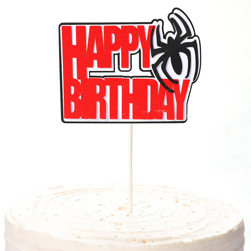 Cake Decoration Spider Spider Web Spider Plugin Children's Birthday Cake Insert Card