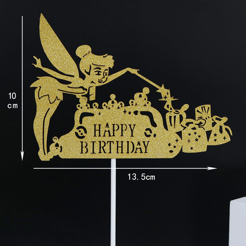 Cake Decoration Insert Wedding Antler Flower Fairy Balloon Happybirthday Shiny Insert Paper Card