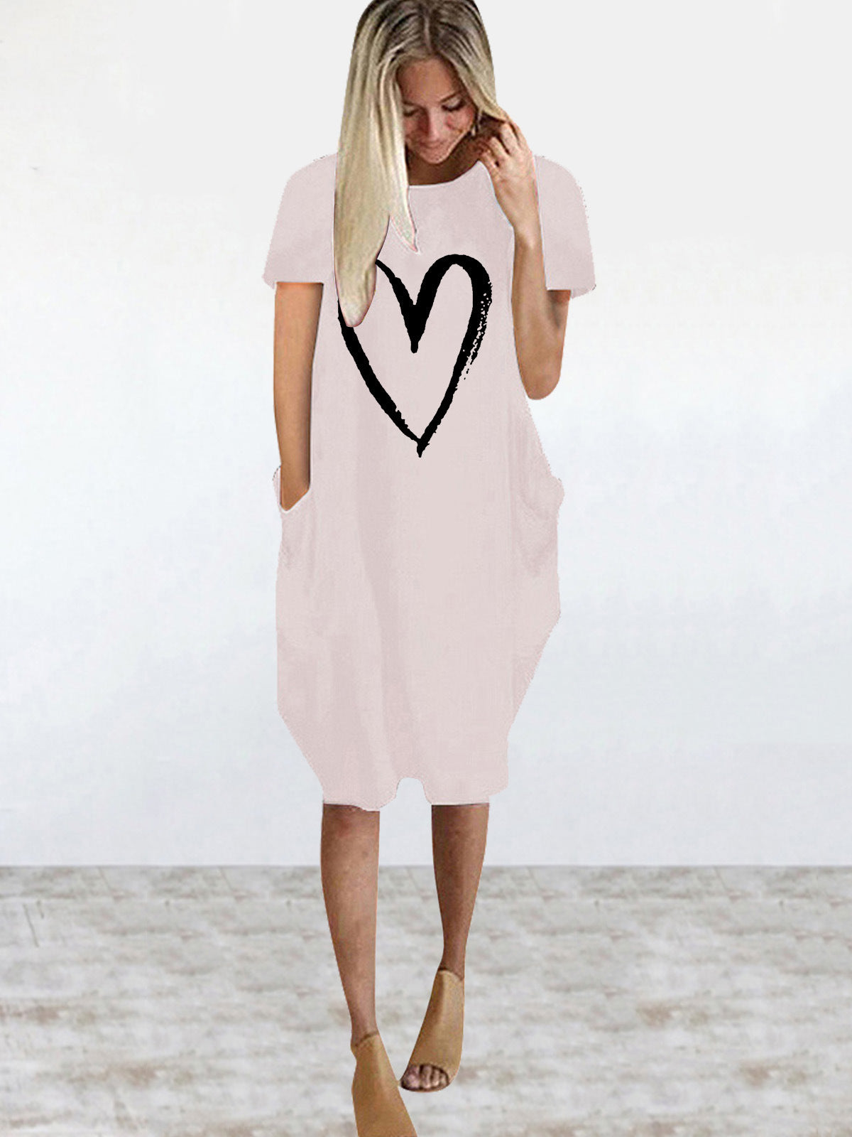 Short Sleeve Dress Love Valentine'S Day Print