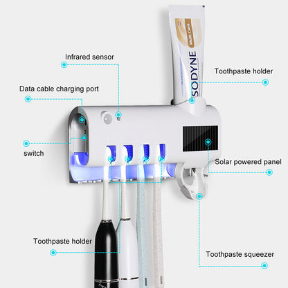 Sterilizator inteligent pentru periuță de dinți UV Sterizator automat pentru pastă de dinți Periuță de dinți Suport pentru pastă de dinți