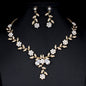 Golden Zircon Jewelry Set Bridal Necklace Earrings Wedding Two-piece Set