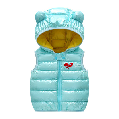 Children Warm Down Vest Autumn Baby Boys Girls Sleeveless Waistcoat Kids Outerwear Vests Children Hooded Jackets