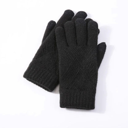 Autumn And Winter Double Layer Fleece-lined Thickened Knitting Gloves