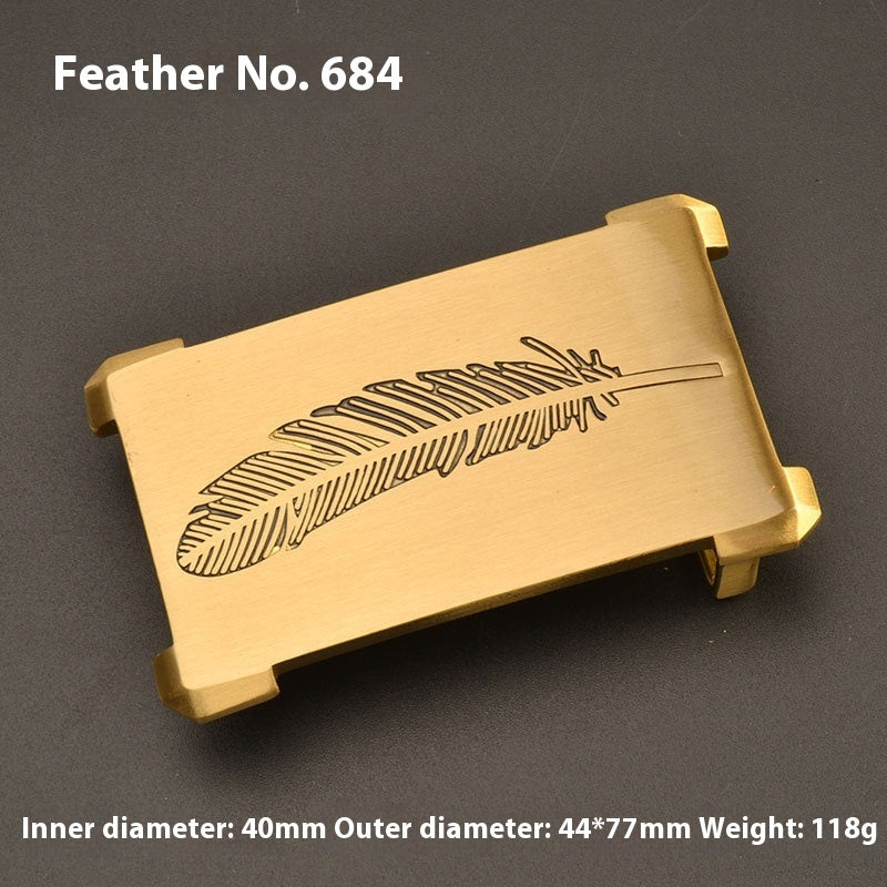 Pure Brass Belt Buckle Outer Wear Smooth Buckle Plate Pant Belt Buckle Accessories Female Belt Buckle Brass Belt Buckle