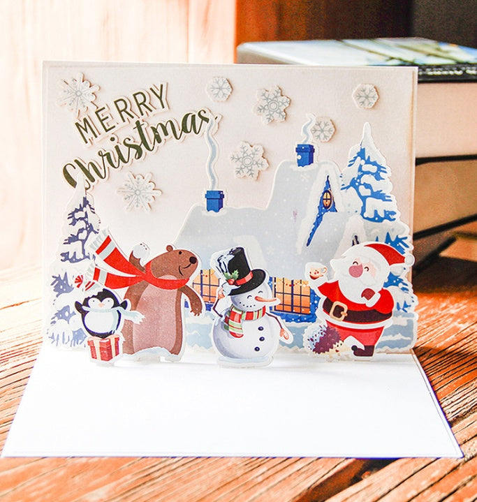 Christmas Card Wholesale Creative 3D Stereo Greeting Card Holiday Wish Card Kindergarten Handmade Greeting Card