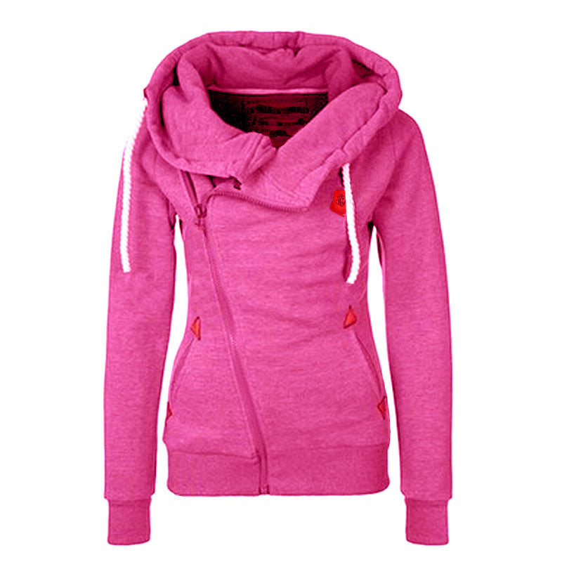 Damen Sport Cardigan Kapuzenpullover mit seitlichem Reißverschluss