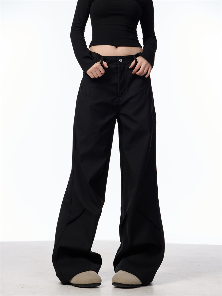 Retro American Design Pleated Niche Casual Matchet Pants Women