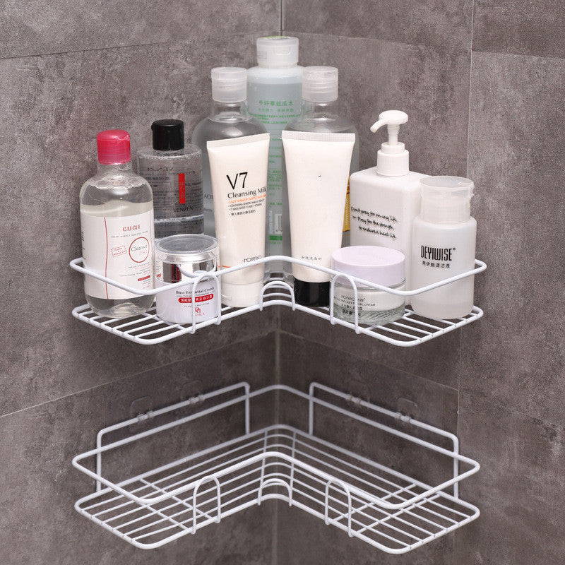 Bathroom Shelf Corner Frame Shower Wrought Iron Kitchen Accessories Storage Rack Holder Bathroom Shelves Bathroom Equipment