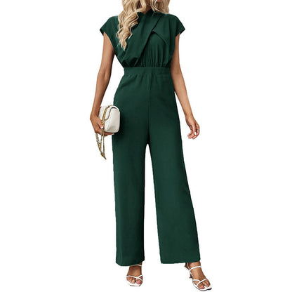 Ärmelloser Jumpsuit mit Faltenkragen für Damen