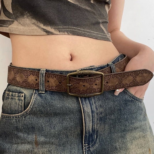 Distressed Ethnic Style Belt Versatile Y2g High Sense