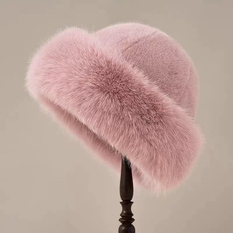 Hat Female Fur Fluffy Plush Warm