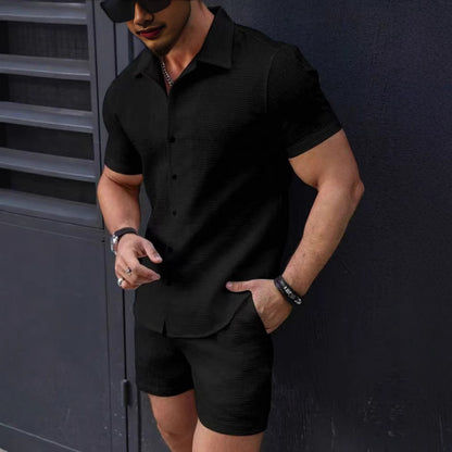 Men's Short-sleeved Shirt Shorts Sports Casual Two-piece Suit