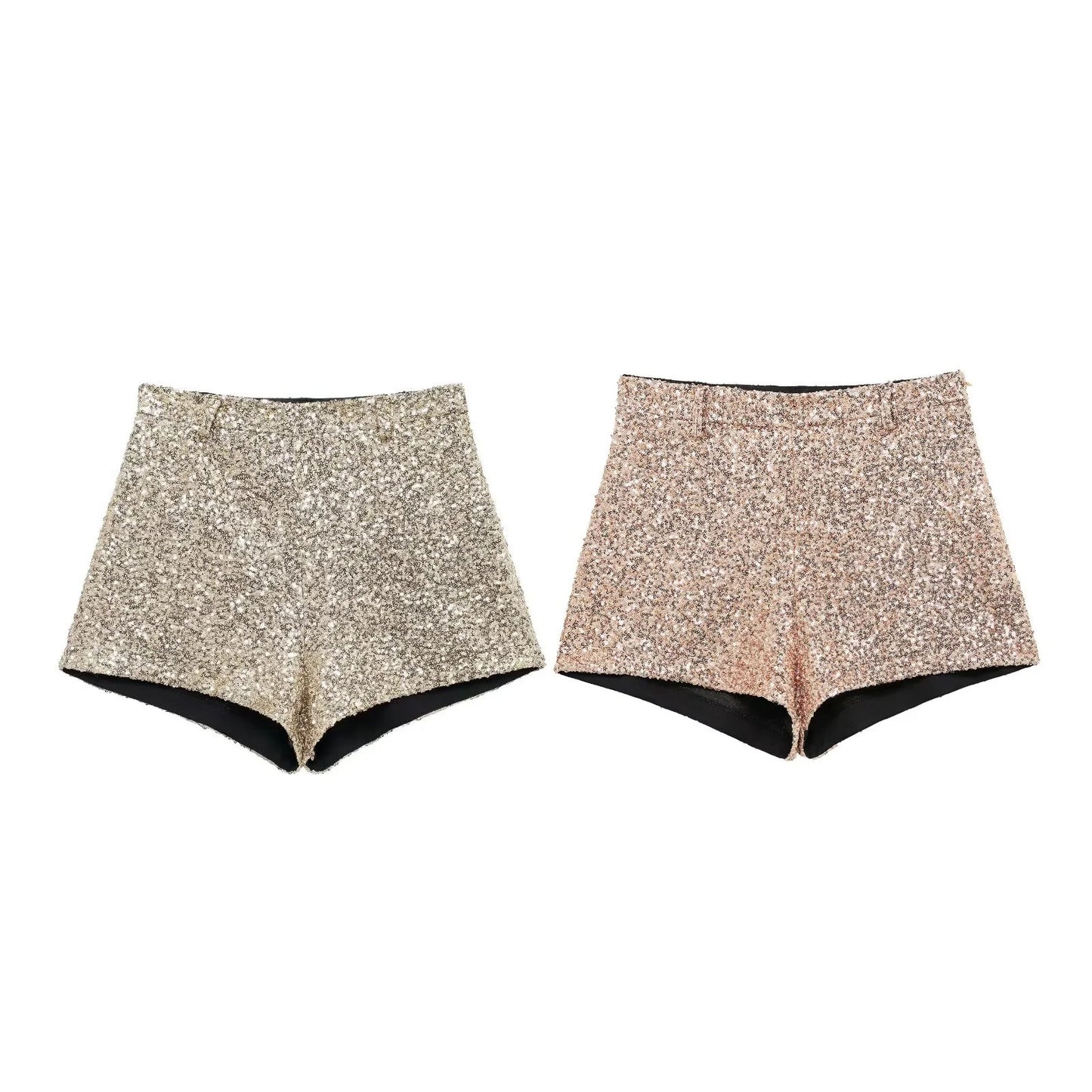 Women's Fashionable Sequins Mid-waist Shorts