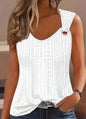 Eyelet Solid Tank Top, Casual Sleeveless Tank Top For Summer, Women's Clothing