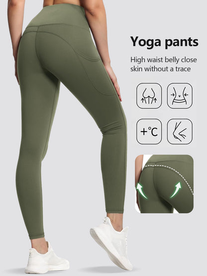 Leggings für Damen mit Taschen, hohe Taille, Bauchkontrolle, für Workout, Laufen, Yogahosen, leichte Jogginghosen für Fitness, Pilates