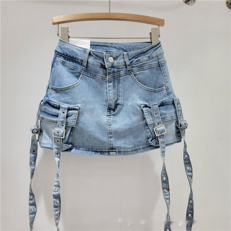 Spring And Summer Denim Hip-wrapped Short Skirt