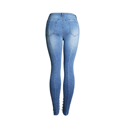 Popular Bead Nail Skinny Denim Stretch Slim Jeans