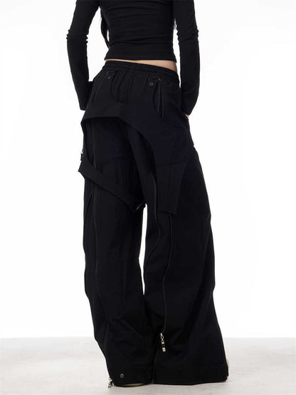 Patchwork Design Casual Pants Women's Loose Wide-leg Pants