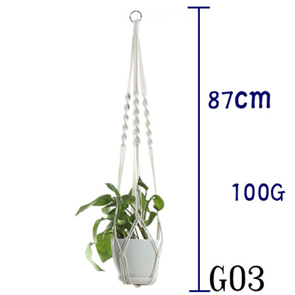 Flower Pot Net Bag Beige Cotton Rope Indoor Plant Hanger Hanging Basket Sling