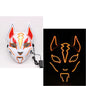 Glowing Cat Face Mask For Women Demon Slayer Cold Light Fox Mask Masquerade Cosplay Props Bar Haunted House Christmas Decor