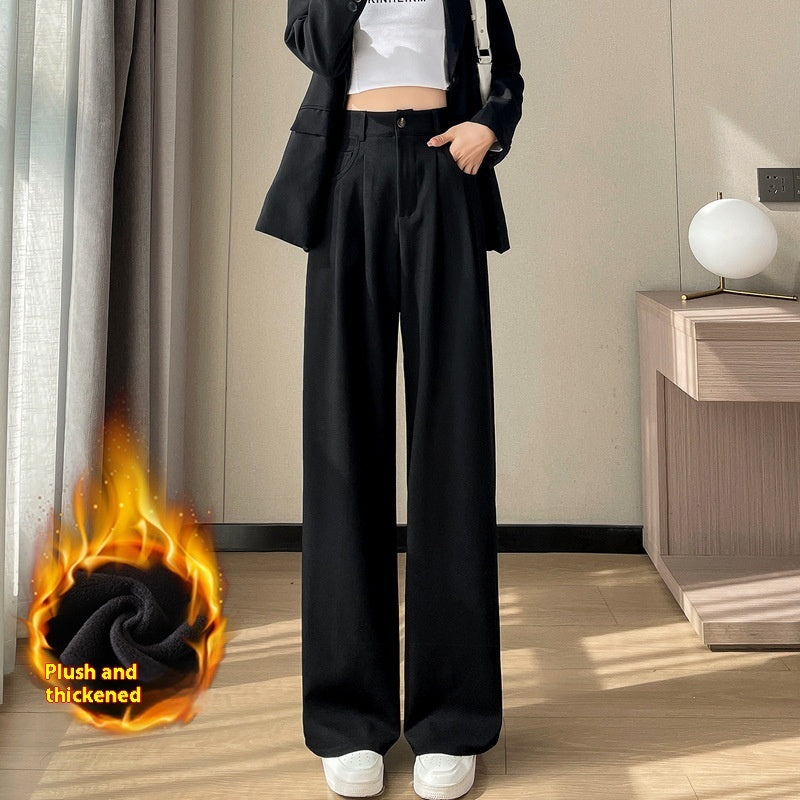 Black Suit Pants Women's Wide-leg Pants Straight Casual Pants