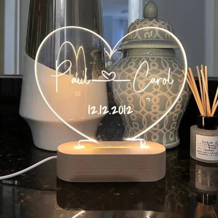 Custom Night Light As Valentines Day Anniversary Romantic For Bedroom Night Lamp Couple For Him Names And Date Engagement Gift