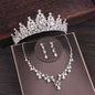 Bridal Rhinestone Crown Necklace Set Wedding Accessories