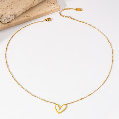 Stainless Steel Fritillary Crooked Peach Heart Necklace Women's Fashion