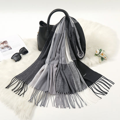 Autumn And Winter New Contrast Color Warm Cashmere-like Fashion Scarf