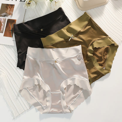 Women's Mid Waist Comfortable Satin Ice Silk Underwear