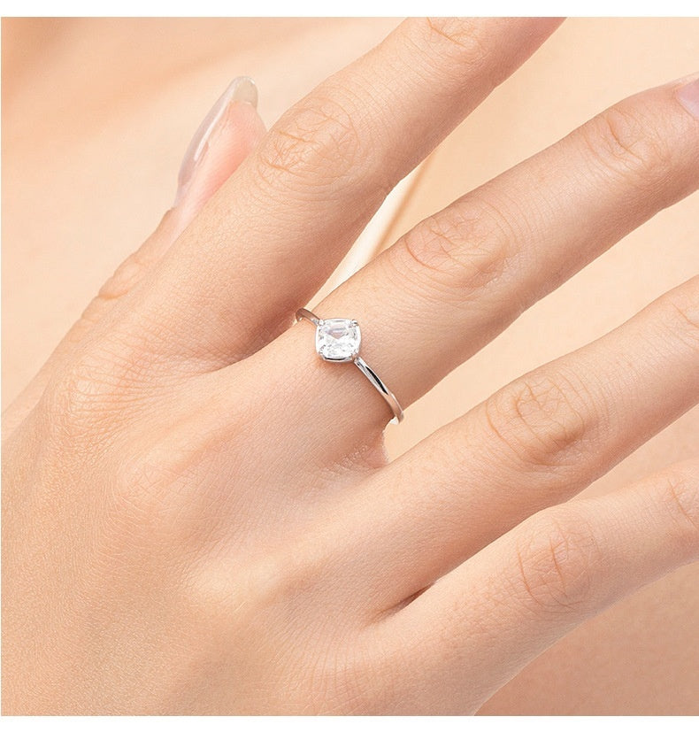 S925 Sterling Silver Sweet Heart Marriage Engagement Ring