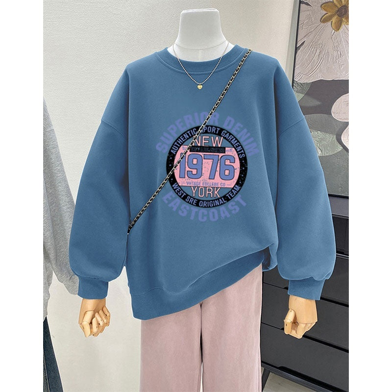 Lockerer Retro-Hoodie mit Rundhalsausschnitt für Damen