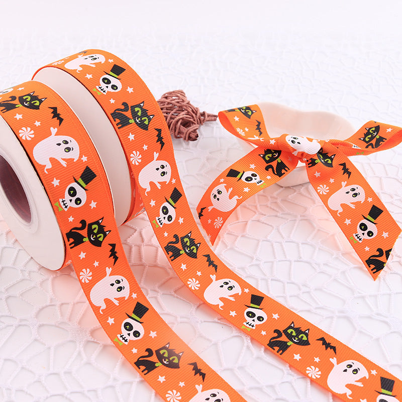 Creative Printed Casual Halloween Ribbed Ribbon