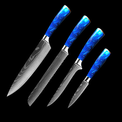 8-inch Chef Knife with Blue Resin Handle