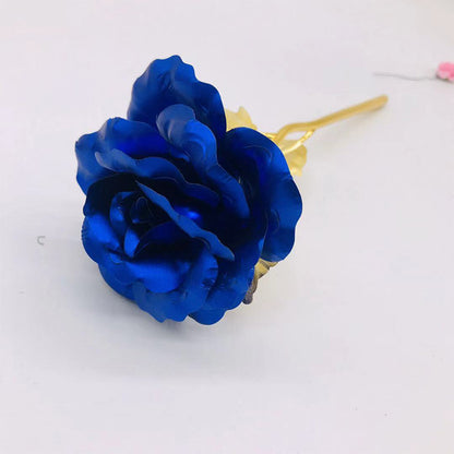 24K Luminous Color Gold Rose Flower Set