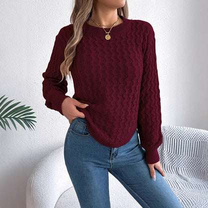 Twist Lantern Sleeve Irregular Pullover Women's Sweater