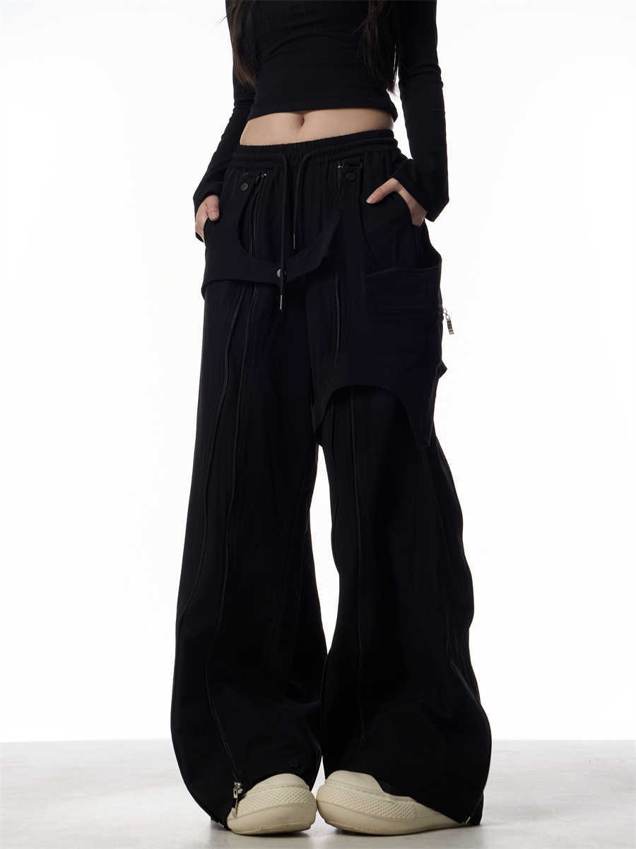 Patchwork Design Casual Pants Women's Loose Wide-leg Pants