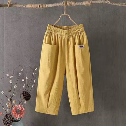 Linen Elastic Waist All-matching Casual Pants