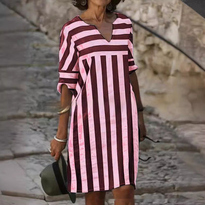 Digital Printing Stripe Bold Stripes Loose Dress