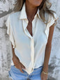 Solid Color Satin Casual Loose Button Short Sleeve