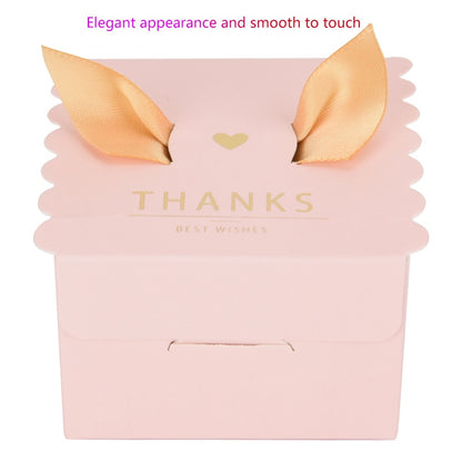 50 pcs Wedding Party Paper Candy Chocolate Cake Decoration Box Gift （Pink thanks）