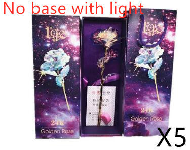 24K Luminous Color Gold Rose Flower Set