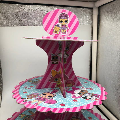 Cartoon doll birthday theme cake stand