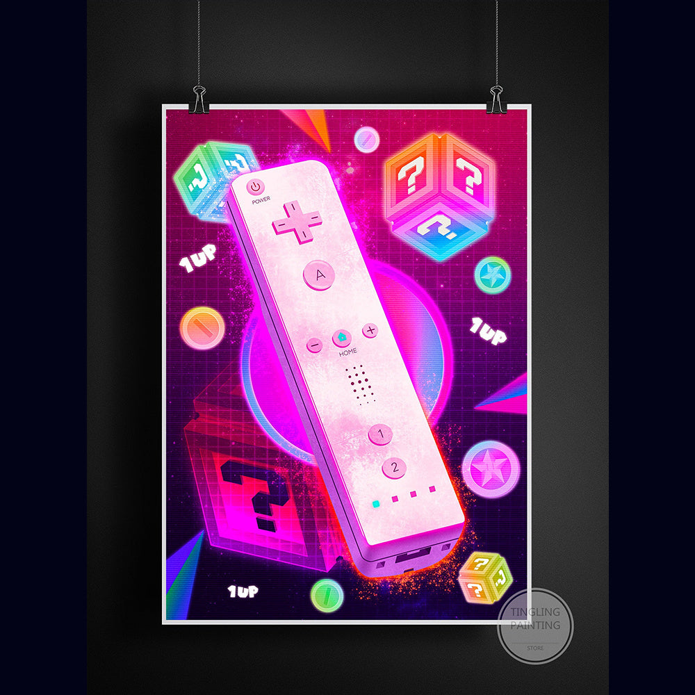 Retro Neon Game Poster Canvas Painting