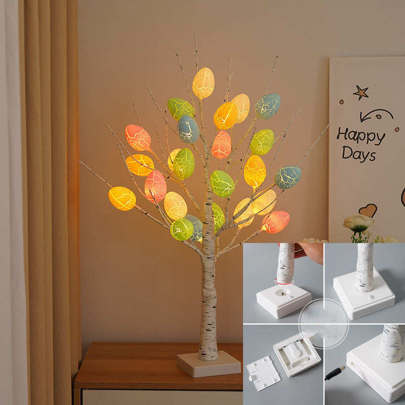 Osterdekoration, 60 cm, Birkenbaum, Heim-Osterei, LED-Licht, Geschenk, Frühlingsparty, Tischdekoration, Licht, Osterparty, Kindergeschenke