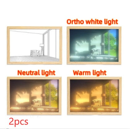 Illuminated Picture LED Decorative Light Painting Bedside Picture Style Creative Modern Simulate Sunshine Drawing Night Light Gift