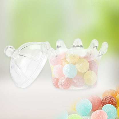 12Pcs Gift Bags Transparent Crown Plastic Candy Box For Party Gift Chocolate Boxs（White）